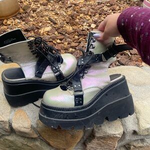 Demonia Shaker 56 iridescent boots